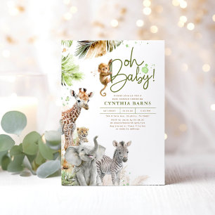 Invitation Petits animaux sauvages Jungle Safari mignon Baby