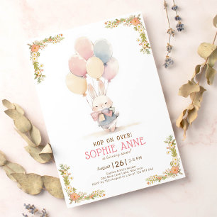 Invitation Petits ballons de lapin Pastel 7e anniversaire