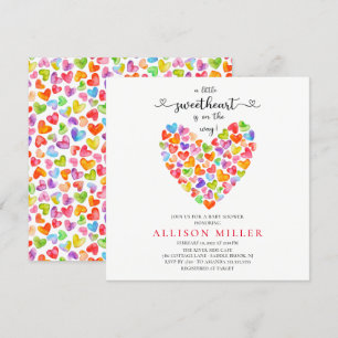 Invitation Petits Coeurs Amoureux Filles Baby shower Invita