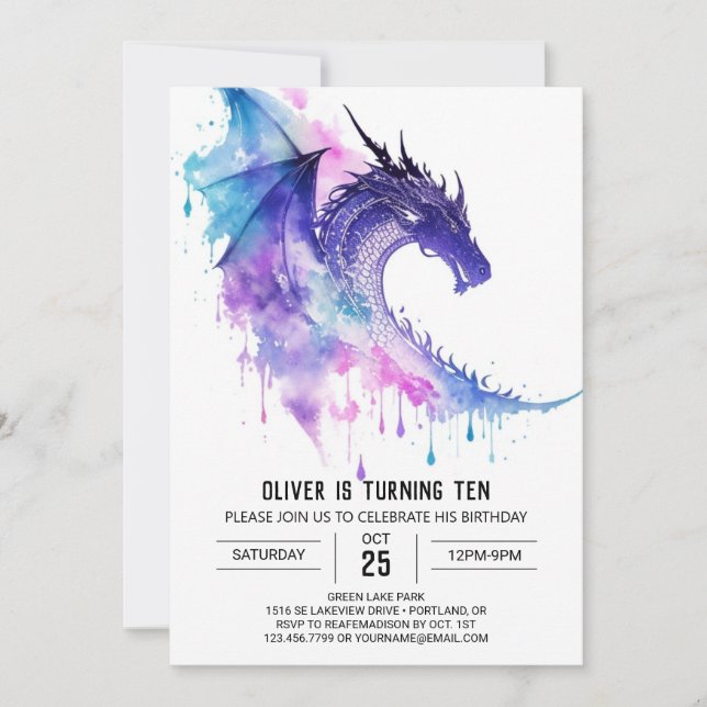 Invitation Petits Dragons Enfants Anniversaire (Devant)
