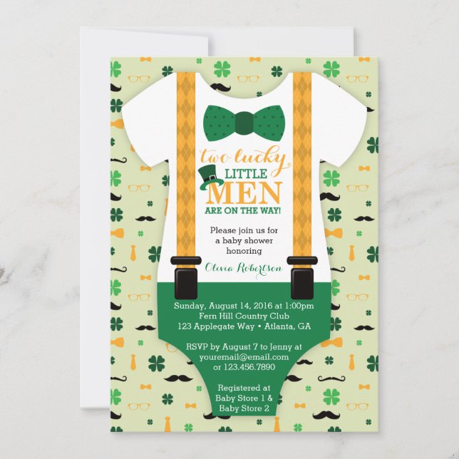 Invitation Petits Hommes Baby shower Invitation, Jour de la S (Devant)