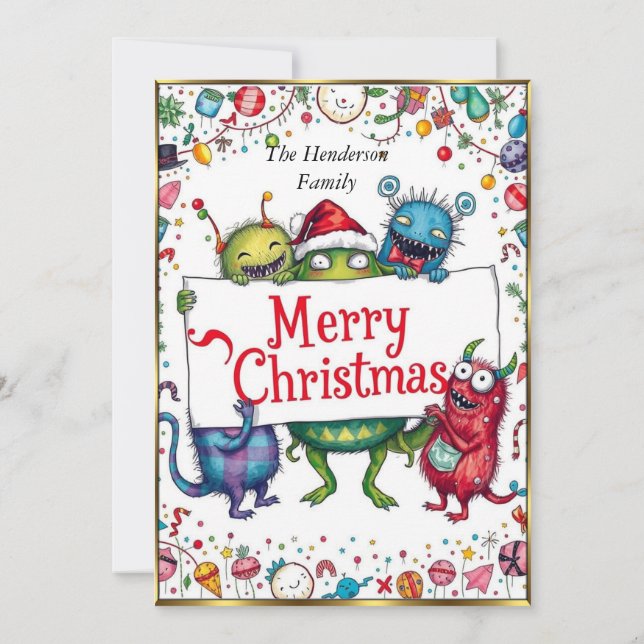Invitation Petits Monsters Noël très belle fête (Dos)