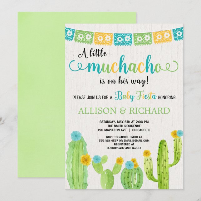 Invitation Petits muchacho couples baby shower de fête (Devant / Derrière)