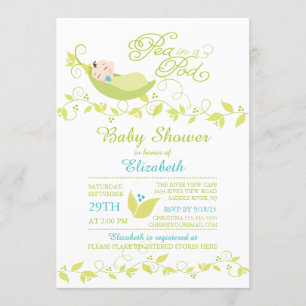 Invitation Petits Pois Dans Un Pod Boys Baby shower Invitatio