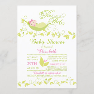 Invitation Petits Pois Dans Une Pod Girls Baby shower Invitat