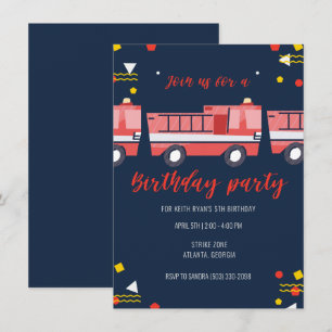 Invitation Petits pompiers garçons fête d'anniversaire