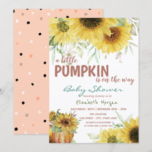 Invitation Petits tournesols Citrouilles, Baby shower de poin