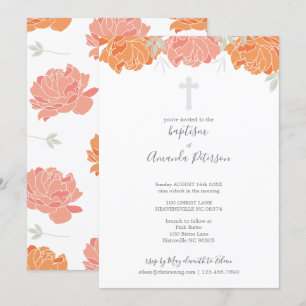 Invitation Pétonies pastel douces croisées Baptême féminine