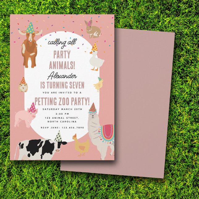 Invitation Petting Zoo Party Animals Barnyard Birthday Girl (Petting Zoo Party Animals Barnyard Birthday Girl Invitation)