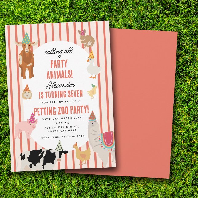 Invitation Petting Zoo Party Animals Barnyard Birthday Theme (Petting Zoo Party Animals Barnyard Birthday Theme Invitation)
