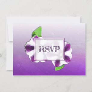 Invitation Pétunias Violettes Floral Mariage RSVP & Menu