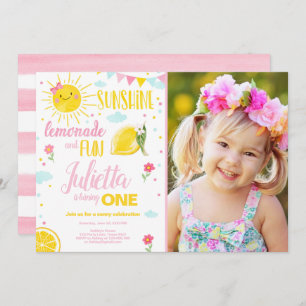 Invitation Peu d'anniversaire de citron de fille de rose de