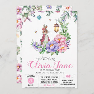 Invitation Peu d'anniversaire de ressort de lapin