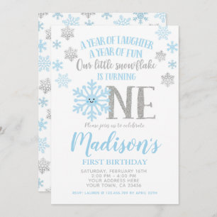 Invitation Peu de flocon de neige, anniversaire d'ONEderland