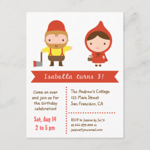 Invitation Peu de partie rouge d'anniversaire de enfant de