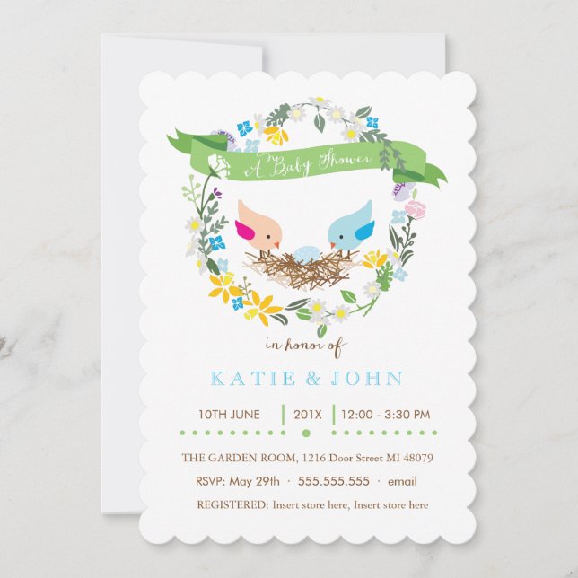 Invitation Peu d'invitation bleue de baby shower de garçon (Devant)