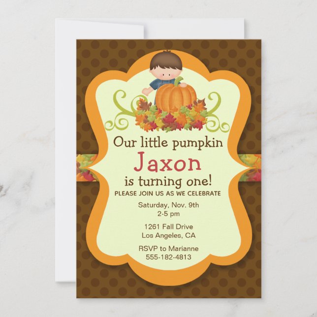 Invitation Peu d'invitation d'anniversaire d'automne de (Devant)