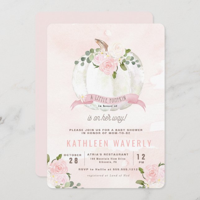 Invitation Peu d'invitation de baby shower de rose d'automne (Devant / Derrière)