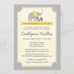 Invitation Peu d'invitation de baby shower d'éléphant