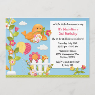 Invitation Peu d'invitation de fête d'anniversaire de birdie