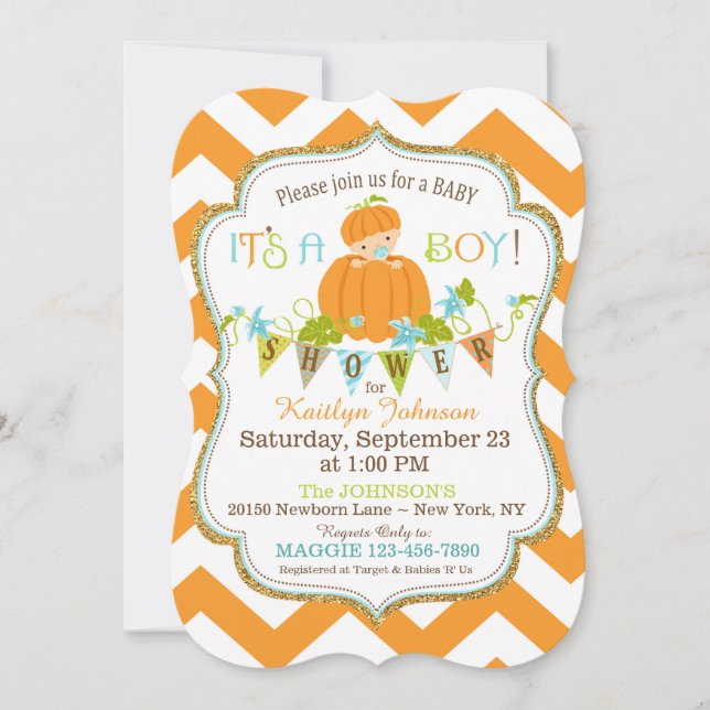Invitation Peu d'invitations de baby shower d'automne de (Devant)