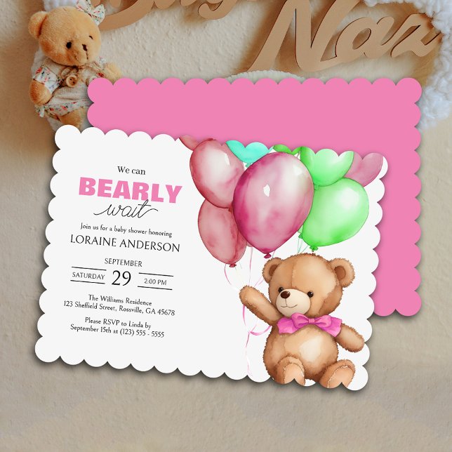 Invitation Peuvent Attendre Jeune Fille Rose Baby shower Invi (Create cherished memories for years to come with this adorable baby shower invitation.)