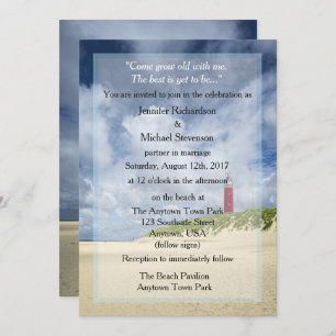 Invitation Phare au mariage décontracté de plage