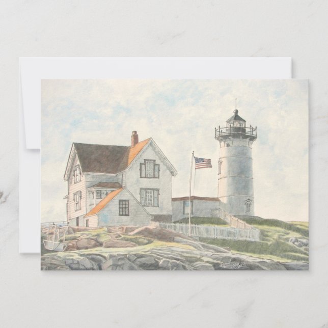 Invitation Phare de Cape Neddick aquarelle (Devant)