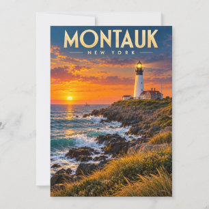 Invitation Phare de Montauk Point au coucher du soleil New Yo