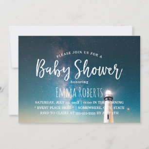 Invitation Phare de nuit d'été baby shower