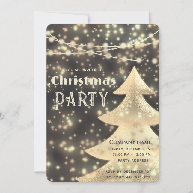 Invitation phare or entreprise Noël fête (Devant)