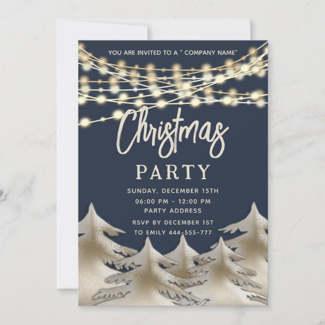 Invitation phare or entreprise Noël fête (Devant)