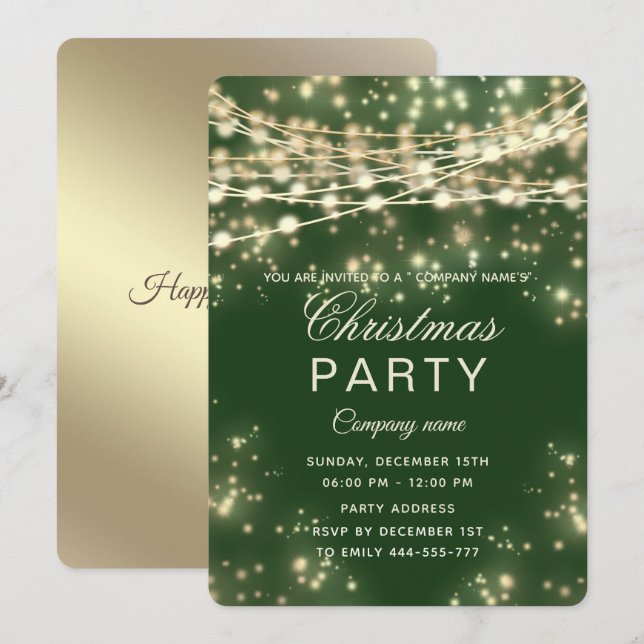 Invitation phare or entreprise Noël fête (Devant / Derrière)