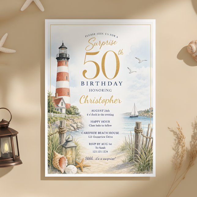Invitation Phare pour 50e anniversaire surprise (Créateur téléchargé)