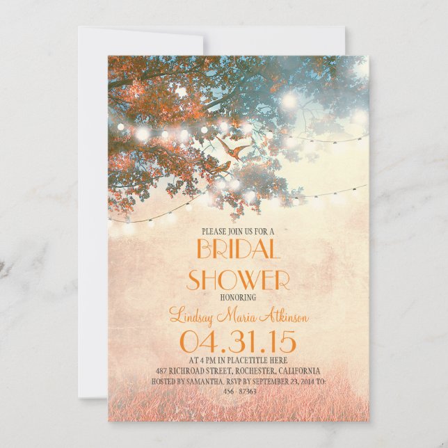Invitation phares à cordes arbre et douche nuptiale inséparab (Devant)