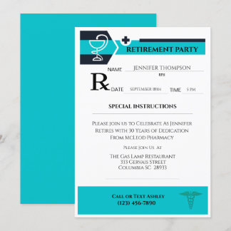 Invitation Pharmaciste Médicale Retraite du carnet d'ordonnan