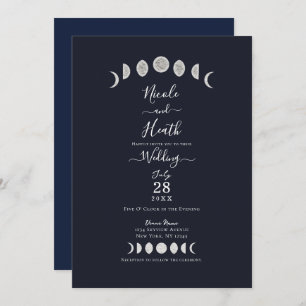 Invitation Phases de la lune Astrologie Bleue Mariage céleste