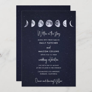 Invitation Phases de la Lune céleste écrites dans le Mariage 