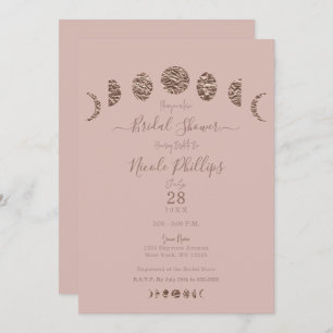 Invitation Phases de la lune rose Boho Fête des mariées moder