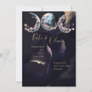 Invitation Phases de la lune Twilight Mariage foncé et Moody