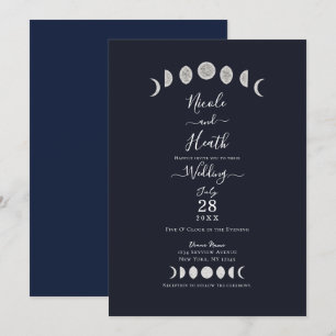 Invitation Phases de Lune Astrologie Céleste Mariage Bleu