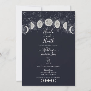 Invitation Phases de lune bleu foncé sous les étoiles de mari
