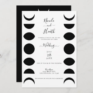 Invitation Phases de lune Cycles Mariage noir et blanc