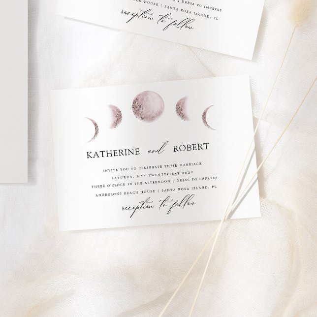 Invitation Phases de lune mystique Mariage rose (Créateur téléchargé)