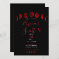 Phases de Lune noire rouge foncé Mariage gothique