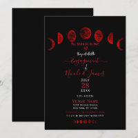 Phases de lune noire rouge foncé Party d'engagemen