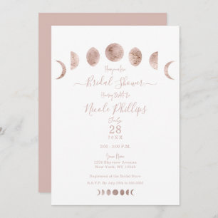 Invitation Phases de lune rose Boho Fête des mariées minimali