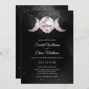 Invitation Phases de lune rose florale Mystique Wicca Handfas