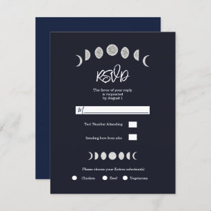 Invitation Phases Lune Astrologie Bleue Mariage céleste RSVP