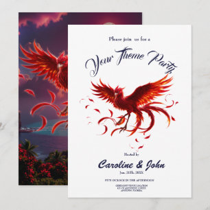 Invitation Phénix cramoisi de la marée au clair de lune.